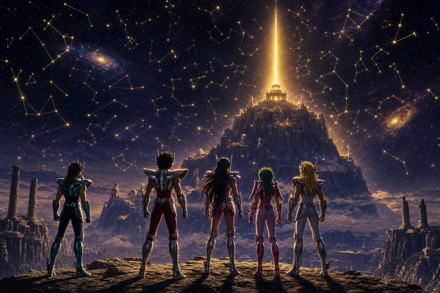 Saint Seiya original anime series — Bronze Saints in their constellation Cloths